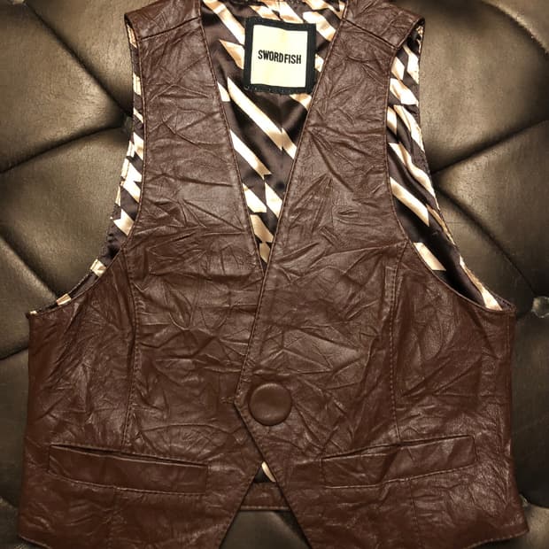 Vintage 빈티지 브라운 가죽 조끼