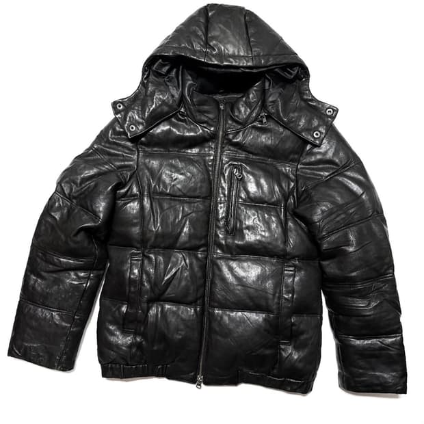 Luva Tram - 후디드 레더 패딩