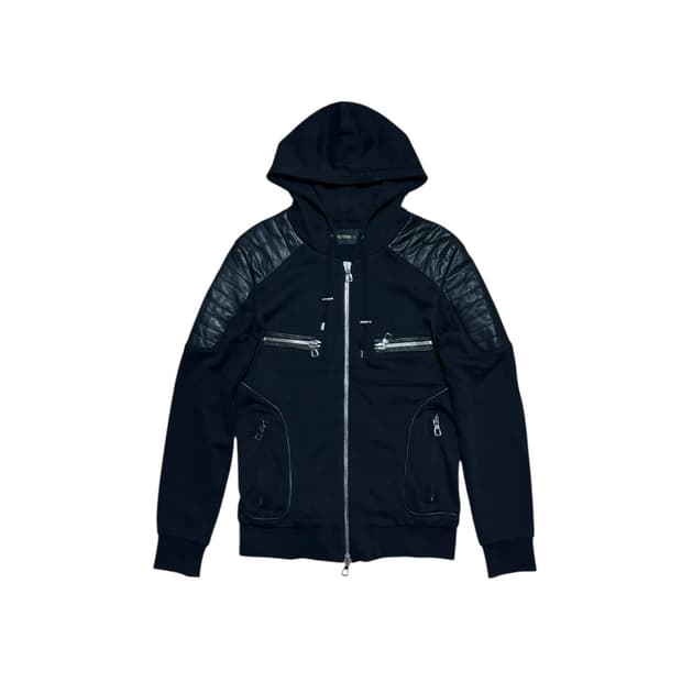 발망 x H&M 15AW 레더 패널 바이커 후드집업