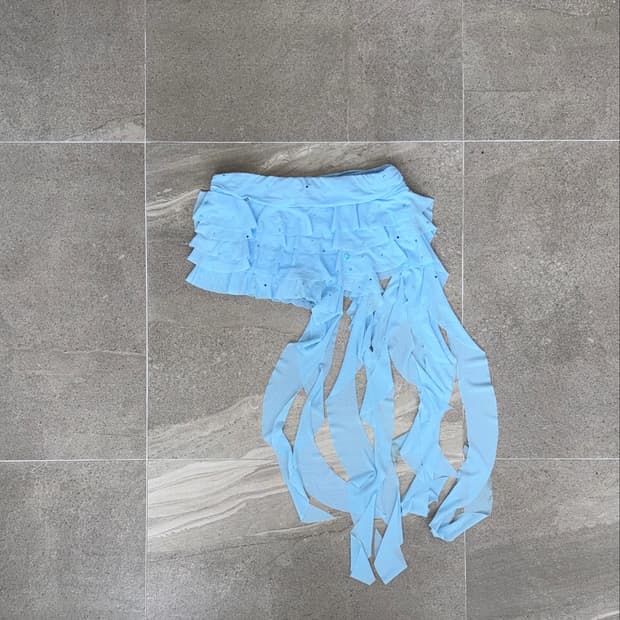 Sky blue frill ruffle drop cancan skirt