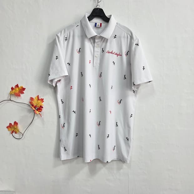 까스텔바작 화이트 패턴 반팔 카라티 L-32000