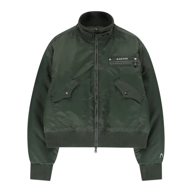 High-Neck Bomber Jacket (Khaki)