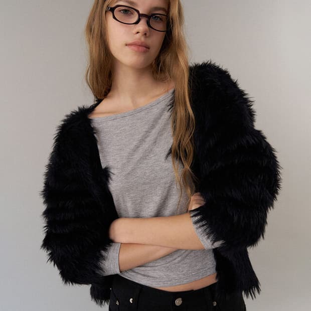 헤더먼트 테디가디건 블랙