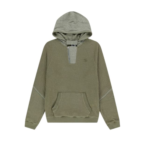산산기어 리브드 후디 니트 카키