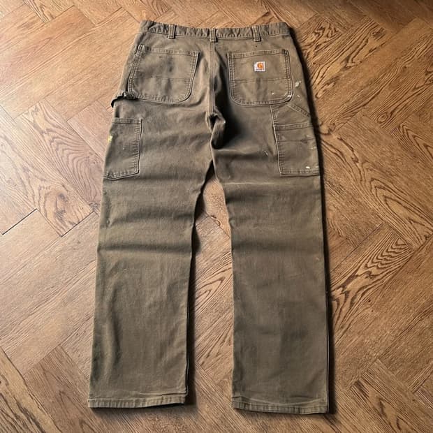 [34]칼하트 USA 더티워싱 다크브라운 싱글니 카펜터 워크 팬츠