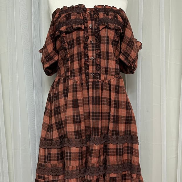 엑시즈팜 초코브라운 당근농장 레이스 원피스