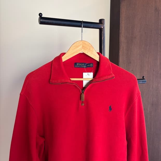 15759 - 폴로 랄프로렌 레드 반집업 니트