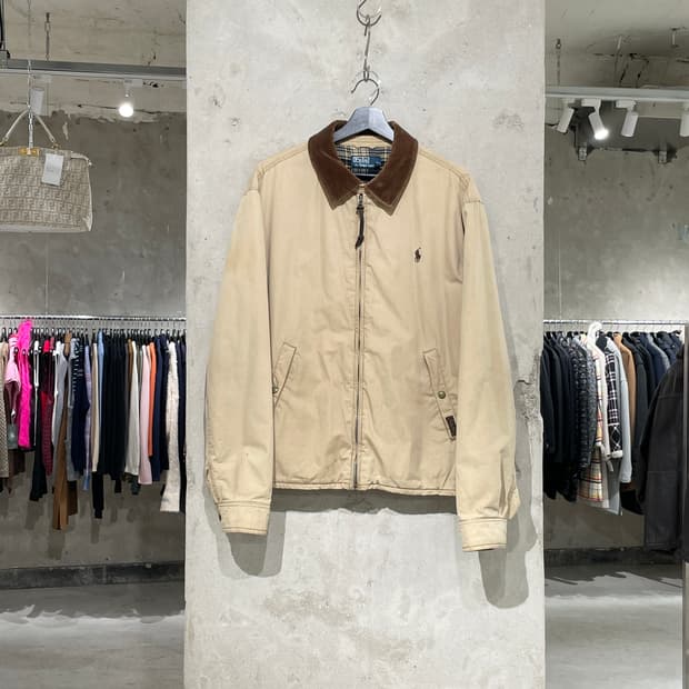 폴로 랄프로렌 베이지 브라운포니 코듀로이 카라 집업 자켓