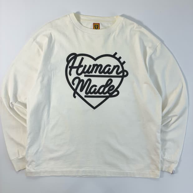 Human made  휴먼메이드 하트 프린팅 코튼 화이트 롱슬리브