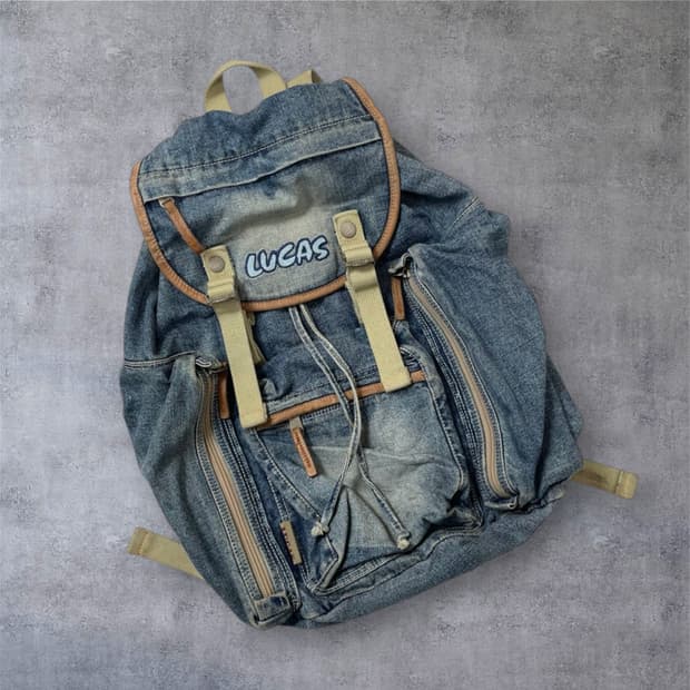 루카스 Lucas 데님 멀티포켓 빈티지 백팩
