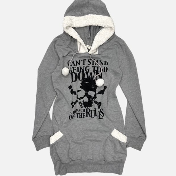 grey skull pocket hood dress