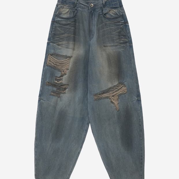 비엘알 디스트로이드 오일 워시드 데님팬츠 L