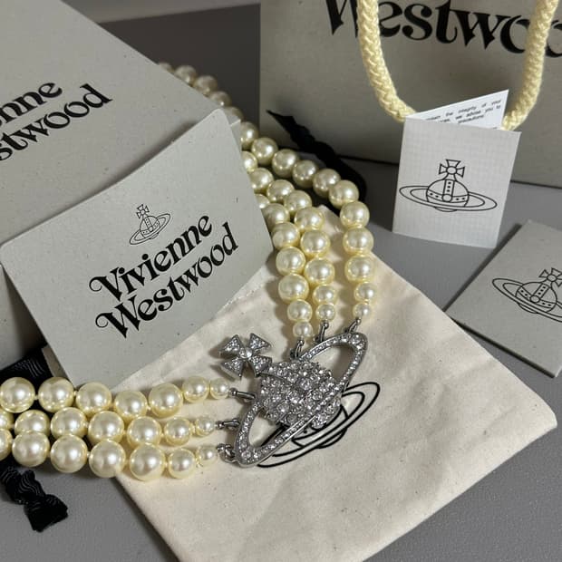 🤍 비비안 웨스트우드 쓰리로우 펄 바스 릴리프 초커 🤍