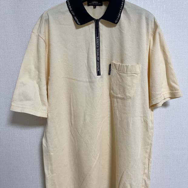 던롭 재팬 아이보리 골지 반팔 골프 카라티 L