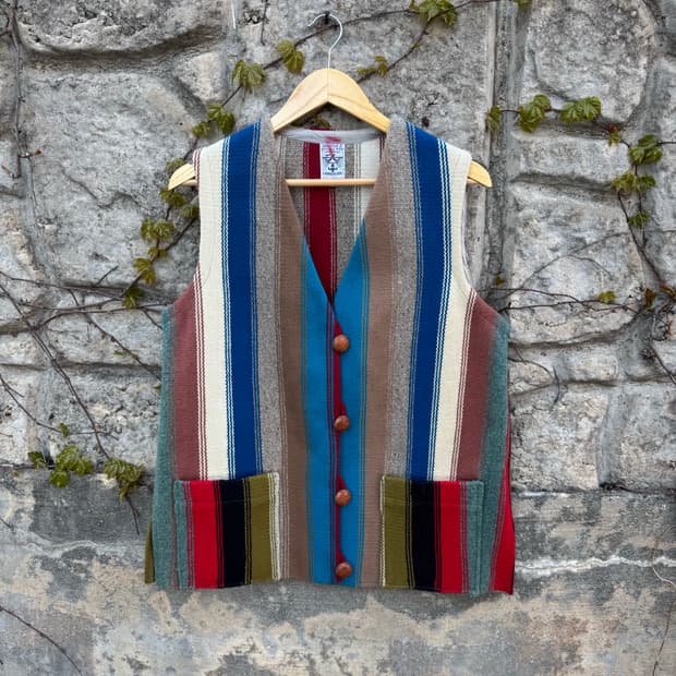 오르테가 핸드 우븐 울 네이티브 아메리칸 웨스턴 치마요 베스트 조끼