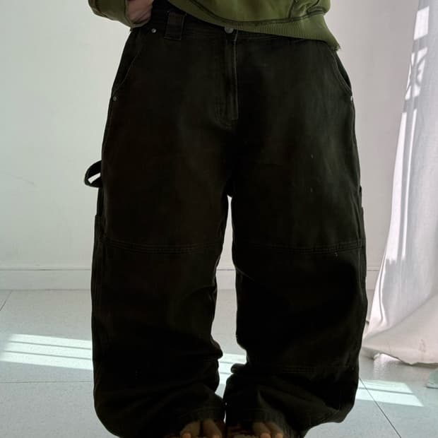 빈티지 카키 브라운 루즈핏 카펜터