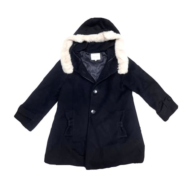 빈티지 블랙 리본 퍼코트 니혼진 너드 공겜여주 갸루 