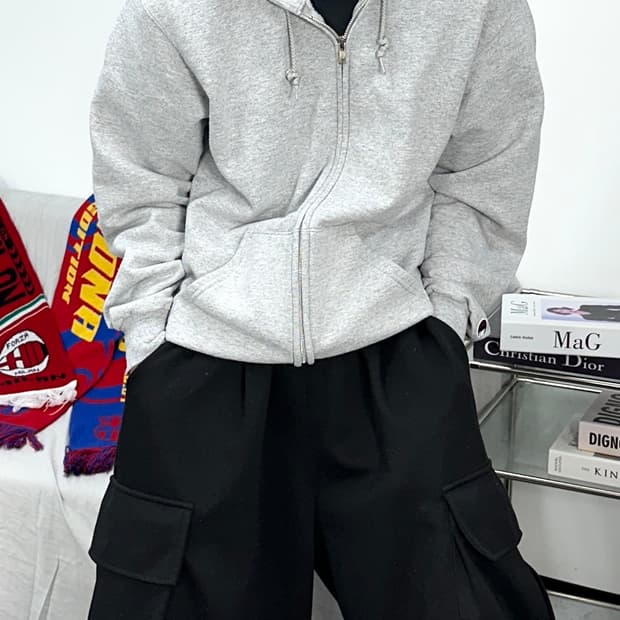 챔피온 그레이 후드집업 M