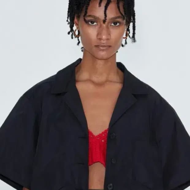 Recto 렉토 크롭 나일론셔츠 m