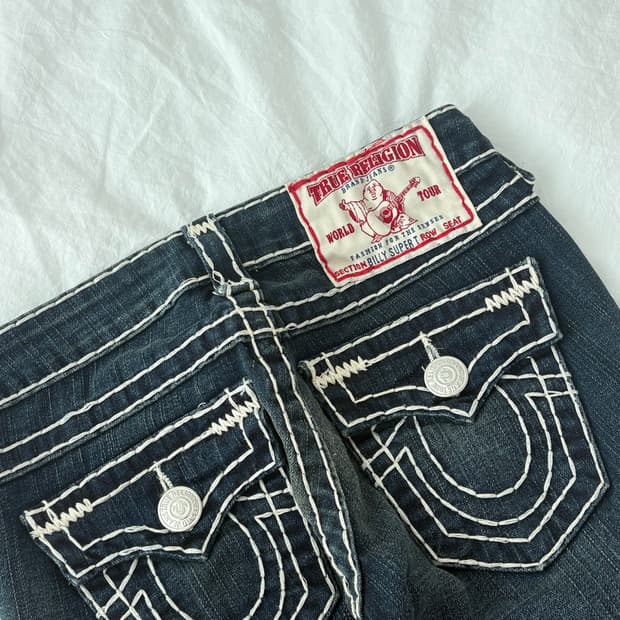 트루릴리전 빌리 슈퍼T 스티치 진청 데님팬츠 