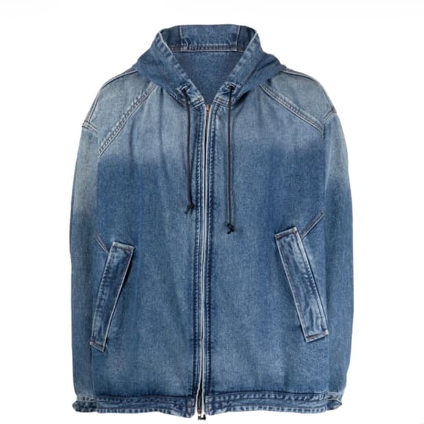 [L] 준지 데님 와이드 후드 집업 블루