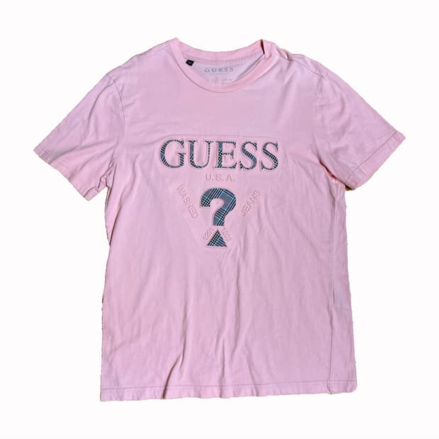GUESS 핑크 반팔 티셔츠