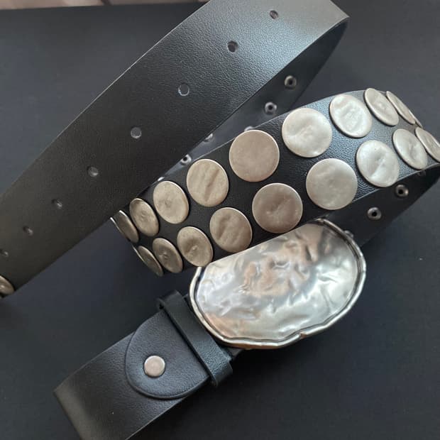 스터드 레더 벨트 