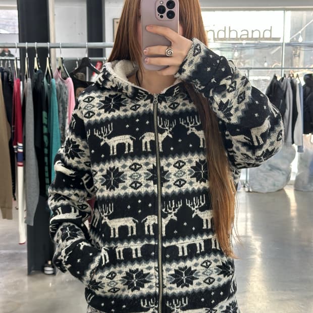 노르딕 니트후드집업