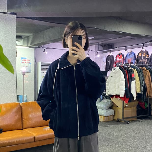 라퍼지스토어 투웨이 네이비 스웨이드 블루종 자켓 b3368