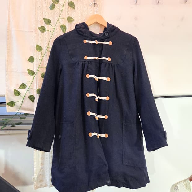 네이비 후드 떡볶이 코트