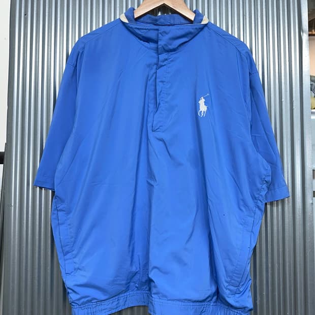 [56×73(약 XL)] 폴로 골프 랄프로렌 블루 하프집업 반팔 바람막이