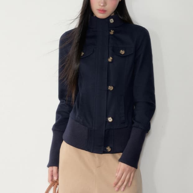 Slim Buttoned Zip-Up Jacket