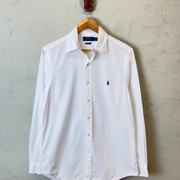 폴로랄프로렌 큐알 인증 화이트 옥스포드 셔츠