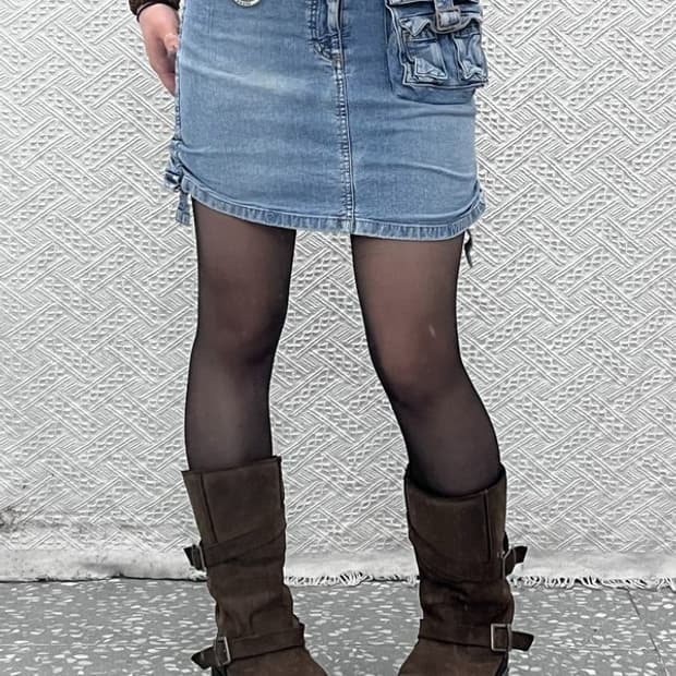 게스 빈티지 스트릿 펑크 카고 데님 미니스커트 26인치 C11927