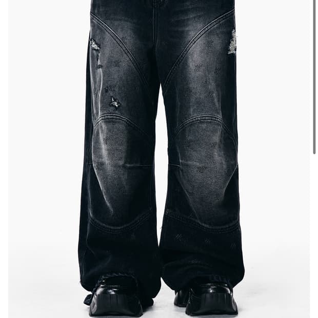 Yeel 데님팬츠 LOGO PRINT PANELED PANTS BLAC