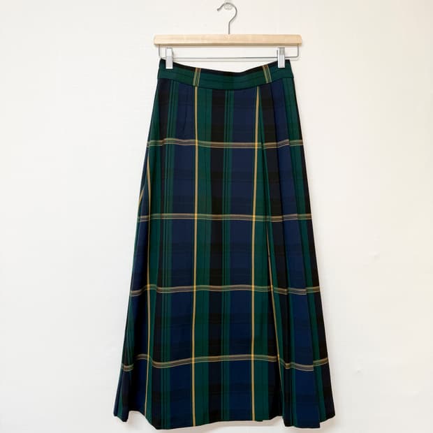 coen 체크 플리츠 스커트
