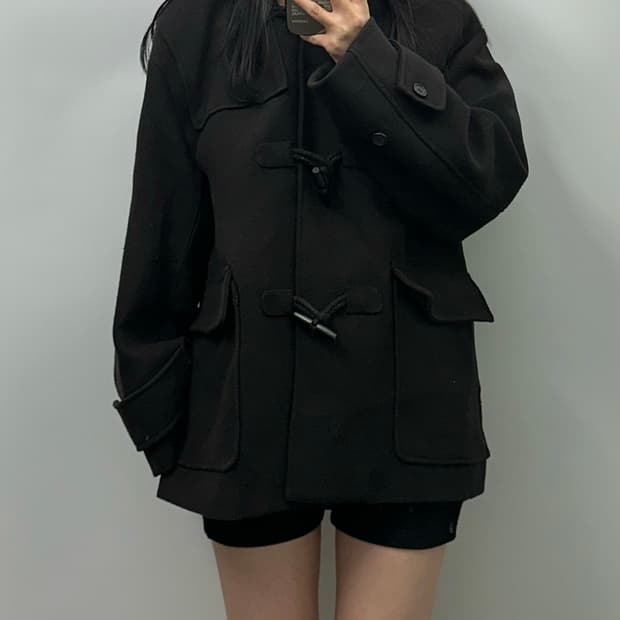 파르티멘토 블랙 더플 떡볶이 하프코트 