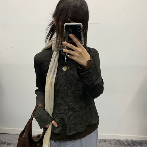 디테일 체크 셔츠