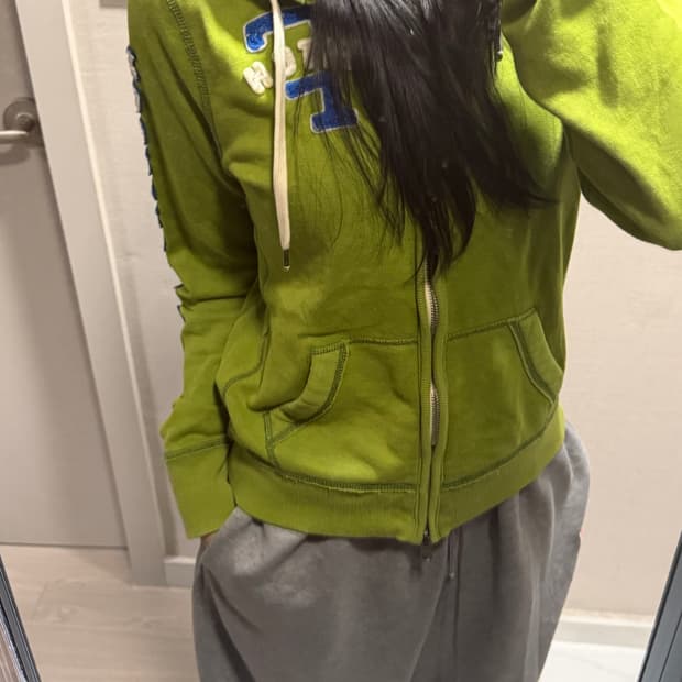 아베크롬비 연두 후드집업 L