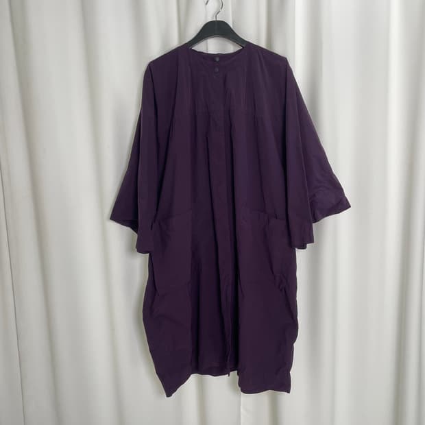 ISSEY MIYAKE 퍼플 하이넥 오버핏 코트