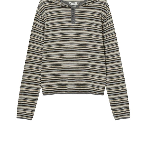 aeae STRIPE KNIT HOODIE