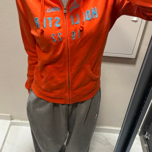 홀리스터 오렌지 후드집업 L