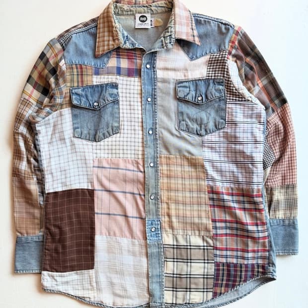 90s Re Denim BIG MAC 패치워크 웨스턴 셔츠