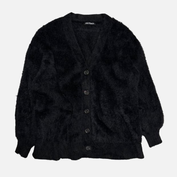 black fur knit cardigan