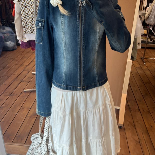 게스 블루 데님 자켓