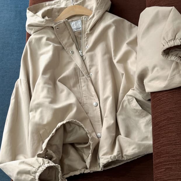Poly nylon cropped wide parka