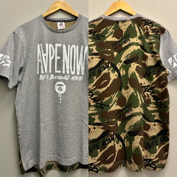 (M)AAPE 에이프 문페이스 카모플라주 반팔티셔츠 그레이