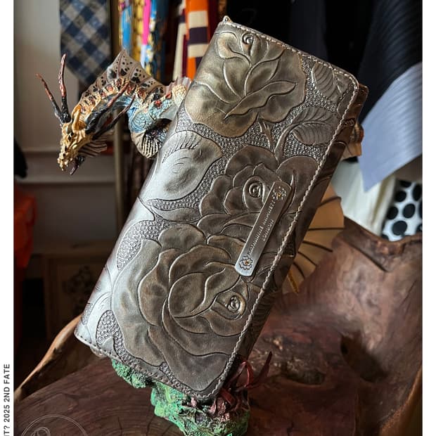KATHARINE HAMNETT Metallic Rose Wallet 