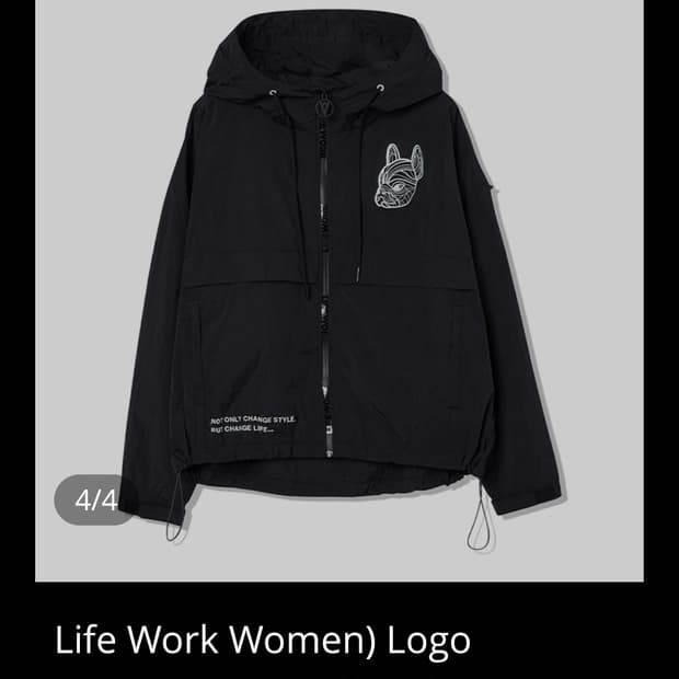 라이프워크 로고 드로 스트링 윈드브레이커 블랙 바람막이 후드 집업