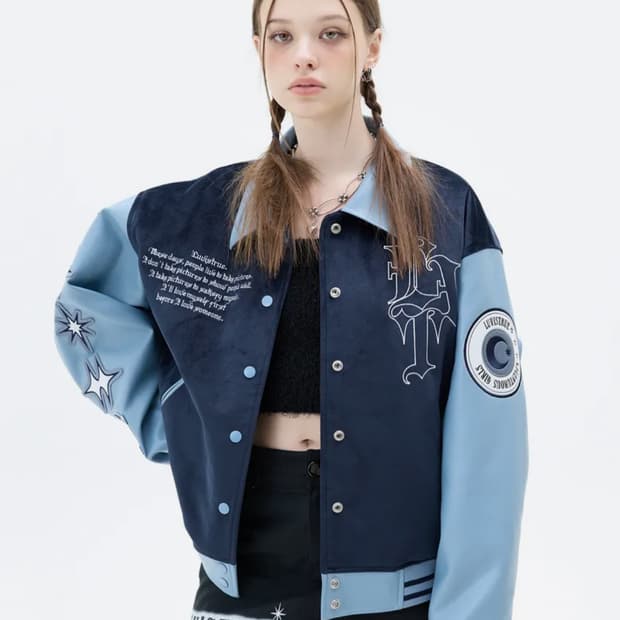 러브이즈트루 LVT VARSITY JACKET(BLUE)